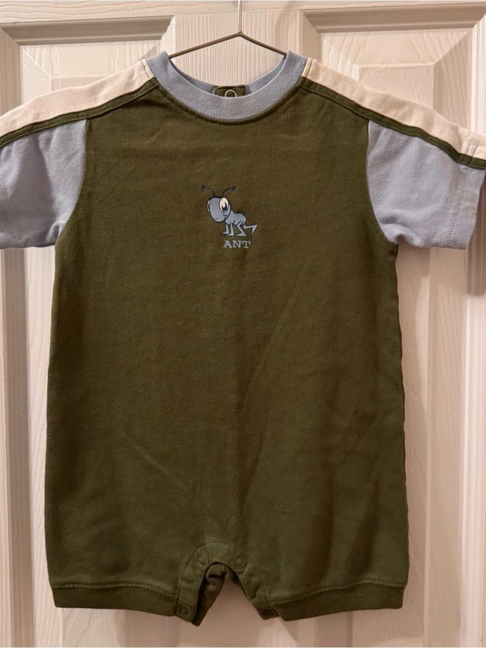 Gymboree 2000 baby boy ringer T Romper green, blue Ant graphic 3-6 m vintage Y2K